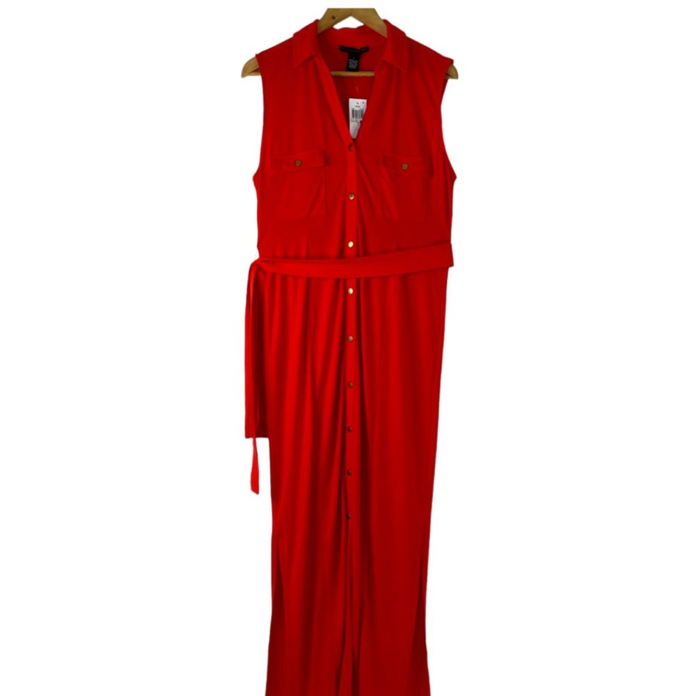 Women Red Shirt Dress Size: L